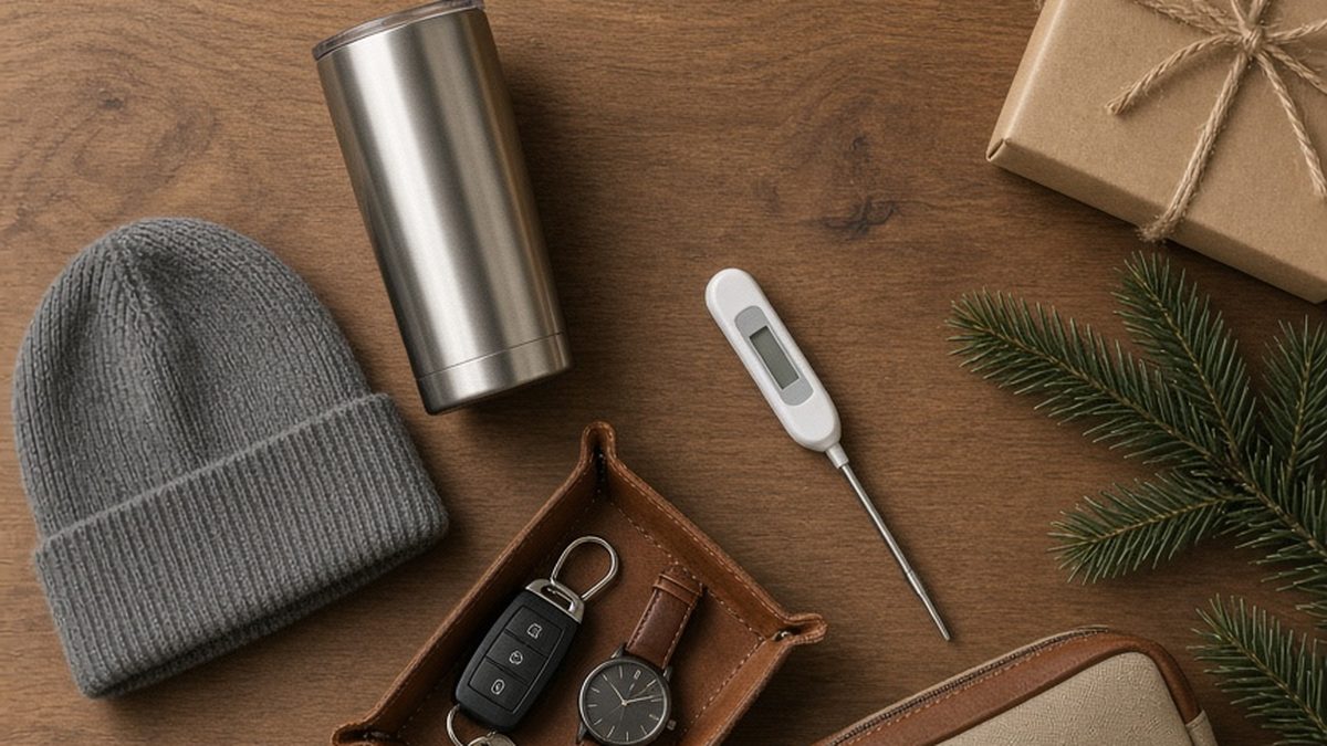 Gifts for Dad gift ideas styled on a table (illustrative photo)