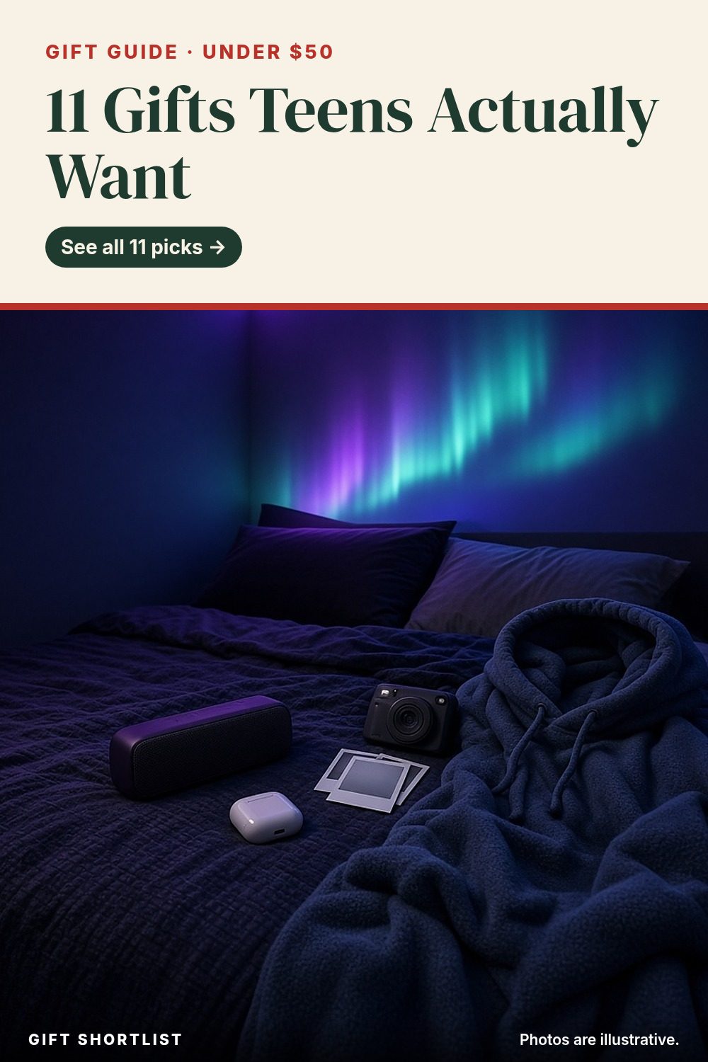 Pinterest graphic: 11 Gifts Teens Actually Want, Under $50