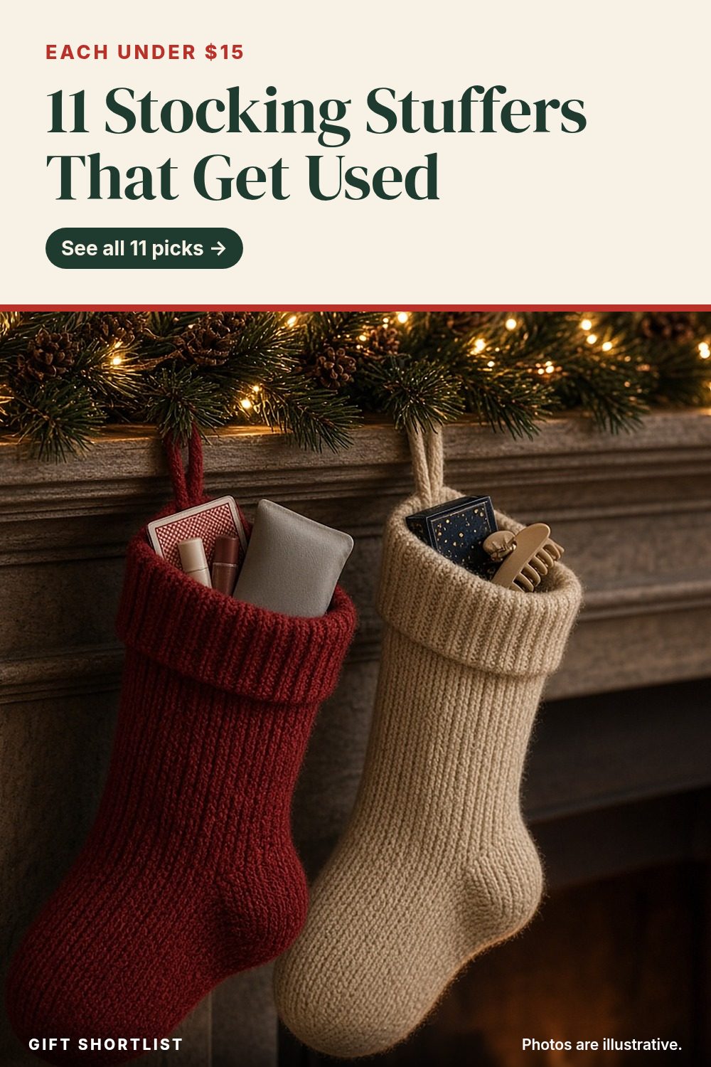 Pinterest graphic: 11 Stocking Stuffers Under $15 That Get Used